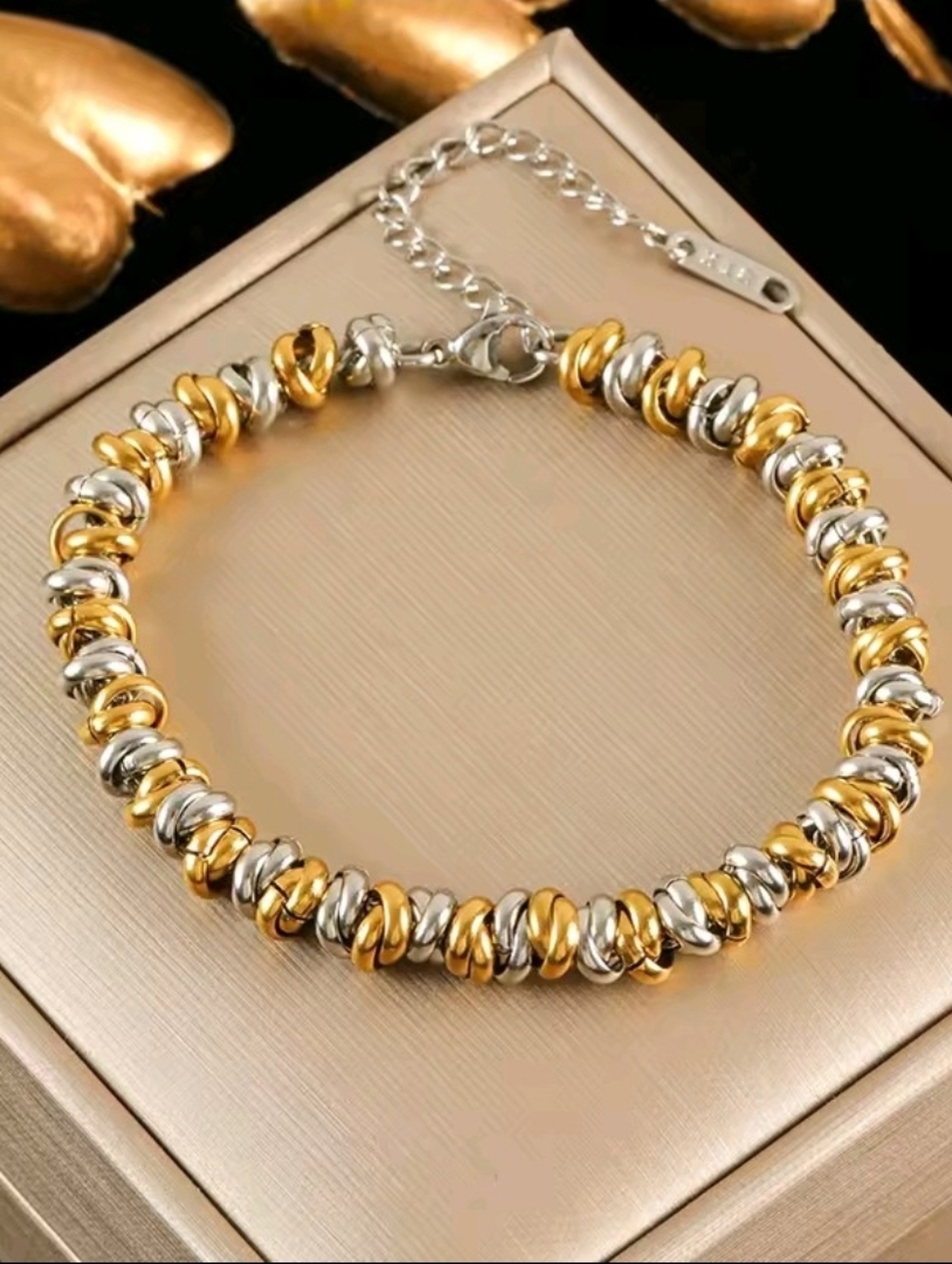 Anthropologie Gold & Silver Beaded Necklace and Bracelet Set - Picture 4 of 6